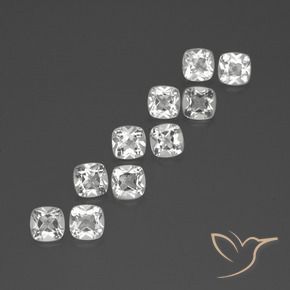 Gemas de Topacio Blanco natural de 4.78 ct, Forma Cojín, VVS-VS