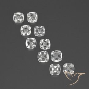 Gemas de Topacio Blanco claro natural de 4.54 ct, Forma Cojín, VVS-VS