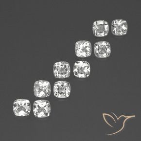 Gemas de Topacio Blanco natural de 4.93 ct, Forma Cojín, VVS-VS