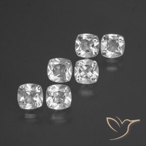 Gemas de Topacio Blanco natural de 3.19 ct, Forma Cojín, VVS-VS