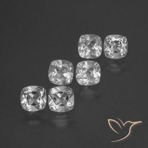 Gemas de Topacio Blanco claro natural de 3.23 ct, Forma Cojín, VVS-VS