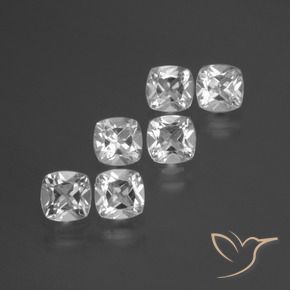 Gemas de Topacio Blanco claro natural de 3.06 ct, Forma Cojín, VVS-VS