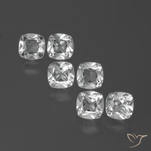 Gemas de Topacio Blanco claro natural de 2.92 ct, Forma Cojín, VVS-VS