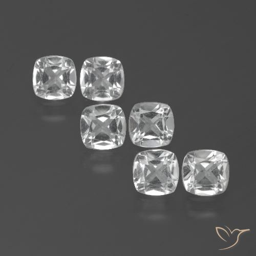 Gemas de Topacio Blanco claro natural de 3.21 ct, Forma Cojín, VVS-VS