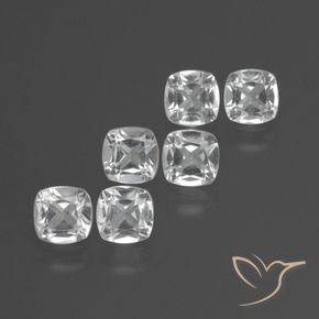 Gemas de Topacio Blanco claro natural de 3.21 ct, Forma Cojín, VVS-VS