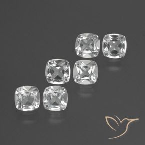 Gemas de Topacio Blanco claro natural de 2.87 ct, Forma Cojín, VVS-VS