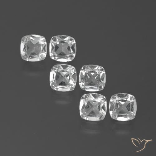 2.99ctw Natural Blanco claro Topacio, Forma Cojín, VVS-VS