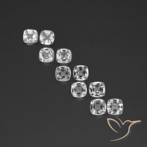 Gemas de Topacio Blanco claro natural de 4.57 ct, Forma Cojín, VVS-VS