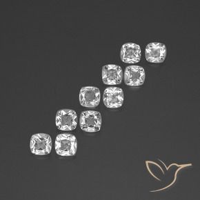 Gemas de Topacio Blanco natural de 4.64 ct, Forma Cojín, VVS-VS
