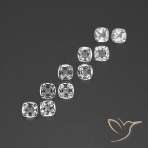 Gemas de Topacio Blanco claro natural de 4.36 ct, Forma Cojín, VVS-VS