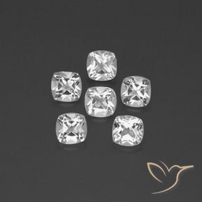 Gemas de Topacio Blanco claro natural de 3.10 ct, Forma Cojín, VVS-VS