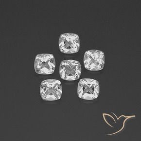 Gemas de Topacio Blanco claro natural de 3.02 ct, Forma Cojín, VVS-VS