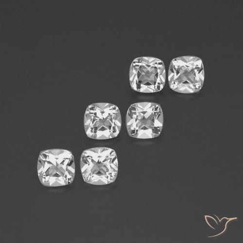 2.94ctw Natural Blanco claro Topacio, Forma Cojín, VVS-VS