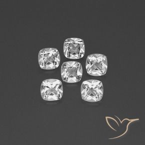 Gemas de Topacio Blanco claro natural de 2.94 ct, Forma Cojín, VVS-VS