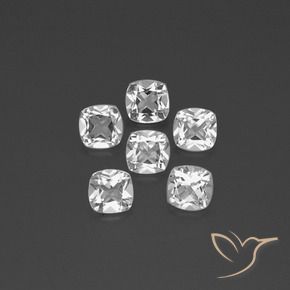 Gemas de Topacio Blanco claro natural de 2.99 ct, Forma Cojín, VVS-VS