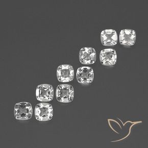 Gemas de Topacio Blanco claro natural de 4.49 ct, Forma Cojín, VVS-VS