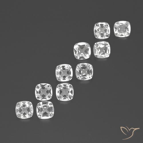 Gemas de topacio blanco natural de 4,53 ct, corte cojín, VVS-VS