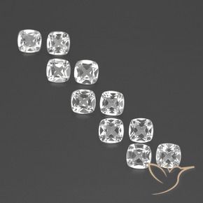 Gemas de topacio blanco natural de 4,53 ct, corte cojín, VVS-VS