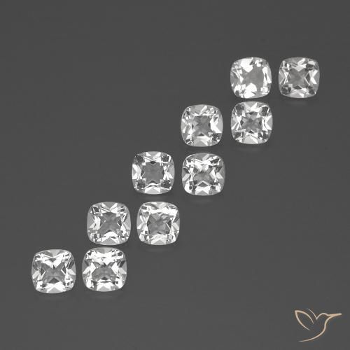 Gemas de topacio blanco natural de 4,74 ct, corte cojín, VVS-VS