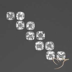Gemas de topacio blanco natural de 4,74 ct, corte cojín, VVS-VS