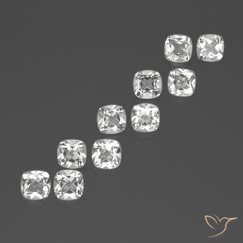 Gemas de topacio blanco natural de 4,89 ct, corte cojín, VVS-VS
