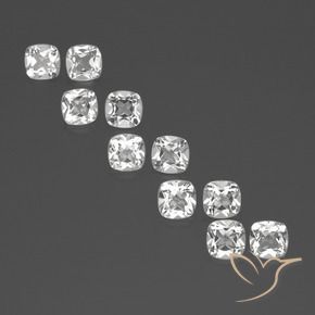 Gemas de topacio blanco natural de 4,89 ct, corte cojín, VVS-VS