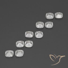 Gemas de Topacio Blanco claro natural de 4.40 ct, Forma Cojín, VVS-VS