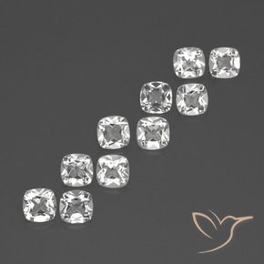 Gemas de Topacio Blanco claro natural de 4.82 ct, Forma Cojín, VVS-VS