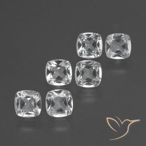 Gemas de Topacio Blanco claro natural de 2.50 ct, Forma Cojín, VVS-VS