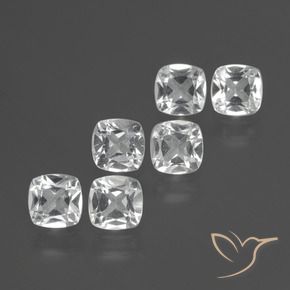 Gemas de Topacio Blanco claro natural de 2.75 ct, Forma Cojín, VVS-VS