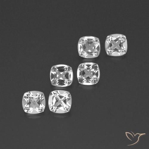 Gemas de Topacio Blanco claro natural de 2.82 ct, Forma Cojín, VVS-VS