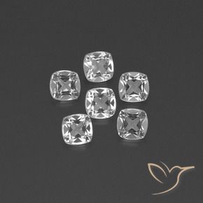 Gemas de Topacio Blanco claro natural de 2.86 ct, Forma Cojín, VVS-VS