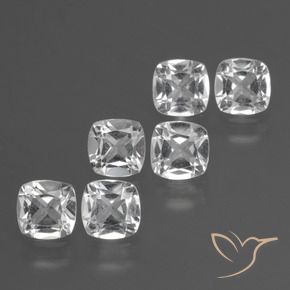 Gemas de Topacio Blanco claro natural de 2.91 ct, Forma Cojín, VVS-VS