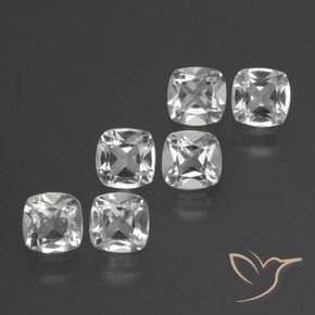 Gemas de Topacio Blanco claro natural de 2.95 ct, Forma Cojín, VVS-VS