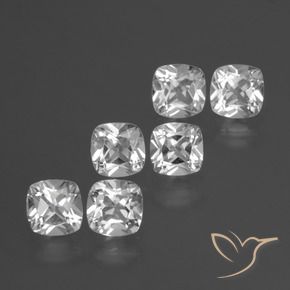 Gemas de Topacio Blanco claro natural de 2.98 ct, Forma Cojín, VVS-VS