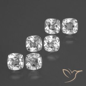 Gemas de Topacio Blanco claro natural de 2.81 ct, Forma Cojín, VVS-VS
