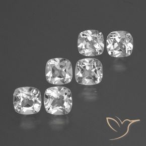 Gemas de Topacio Blanco claro natural de 3.06 ct, Forma Cojín, VVS-VS