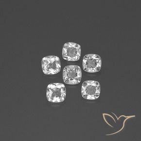 Gemas de Topacio Blanco claro natural de 3.03 ct, Forma Cojín, VVS-VS