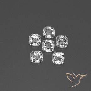 Gemas de Topacio Blanco claro natural de 3.03 ct, Forma Cojín, VVS-VS
