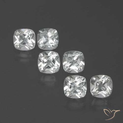 2.92ctw Natural Blanco claro Topacio, Forma Cojín, VVS-VS