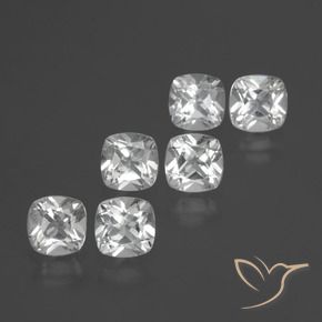 Gemas de Topacio Blanco claro natural de 2.92 ct, Forma Cojín, VVS-VS