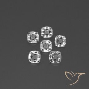 Gemas de Topacio Blanco claro natural de 2.89 ct, Forma Cojín, VVS-VS