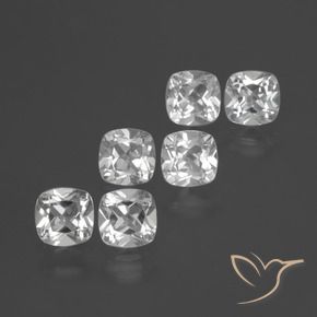 Gemas de Topacio Blanco natural de 3.08 ct, Forma Cojín, VVS-VS