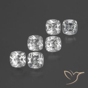 Gemas de Topacio Blanco natural de 3.21 ct, Forma Cojín, VVS-VS