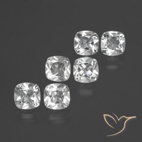 Gemas de Topacio Blanco natural de 3.00 ct, Forma Cojín, VVS-VS