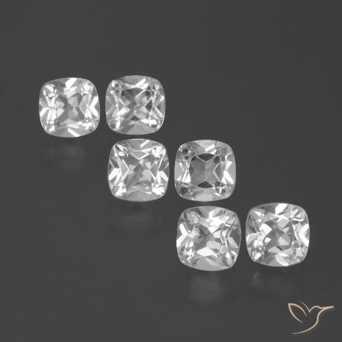Gemas de topacio blanco natural de 2,96 ct, corte cojín, VVS-VS