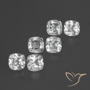 Gemas de topacio blanco natural de 2,96 ct, corte cojín, VVS-VS