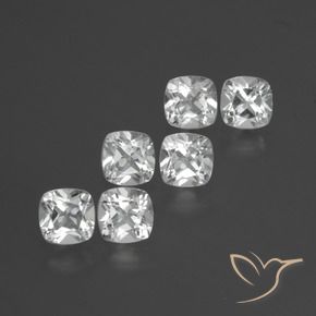 Gemas de Topacio Blanco natural de 3.08 ct, Forma Cojín, VVS-VS