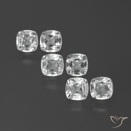 2.97ctw Natural Blanco claro Topacio, Forma Cojín, VVS-VS