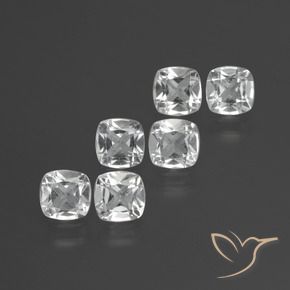 Gemas de Topacio Blanco claro natural de 2.97 ct, Forma Cojín, VVS-VS